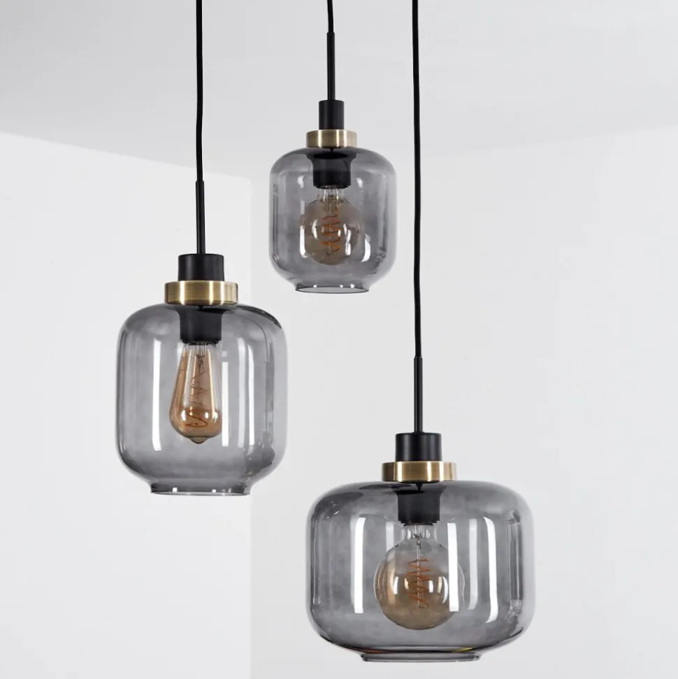 Suspensioncurveira Bronze, Noir, 3 Lumieres