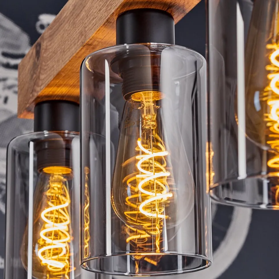 Suspensionhunouri Brun, Couleur Bois, Noir, 6 Lumieres