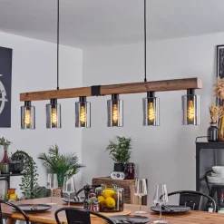 Suspensionhunouri Brun, Couleur Bois, Noir, 6 Lumieres