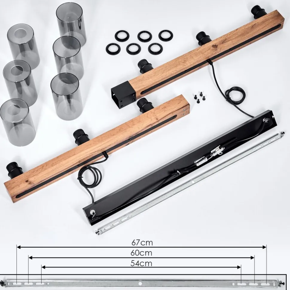 Suspensionhunouri Brun, Couleur Bois, Noir, 6 Lumieres