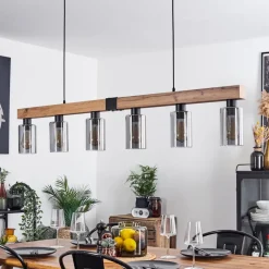 Suspensionhunouri Brun, Couleur Bois, Noir, 6 Lumieres