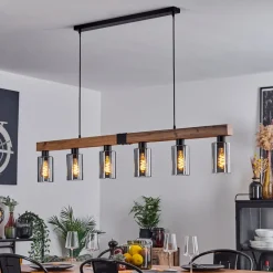 Suspensionhunouri Brun, Couleur Bois, Noir, 6 Lumieres