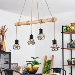 Suspensionmechaico Ecru, Noir, 4 Lumieres