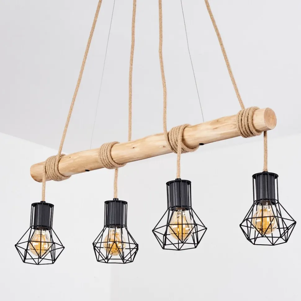 Suspensionmechaico Ecru, Noir, 4 Lumieres