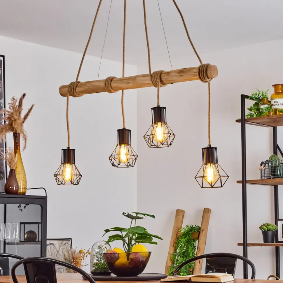 Suspensionmechaico Ecru, Noir, 4 Lumieres