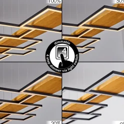 Suspensionpompu Led Bois Clair, Noir, 1 Lumiere