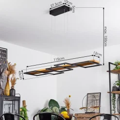 Suspensionpompu Led Bois Clair, Noir, 1 Lumiere