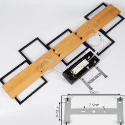 Suspensionpompu Led Bois Clair, Noir, 1 Lumiere