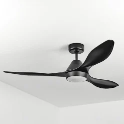 Ventilateur De Plafond Follseland Led Noir, 1 Lumiere, Telecommandes