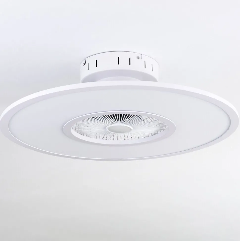 Ventilateur De Plafond Marmorta Led Blanc, 1 Lumiere, Telecommandes