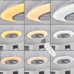 Ventilateur De Plafond Nagoya Led Blanc, 1 Lumiere, Telecommandes