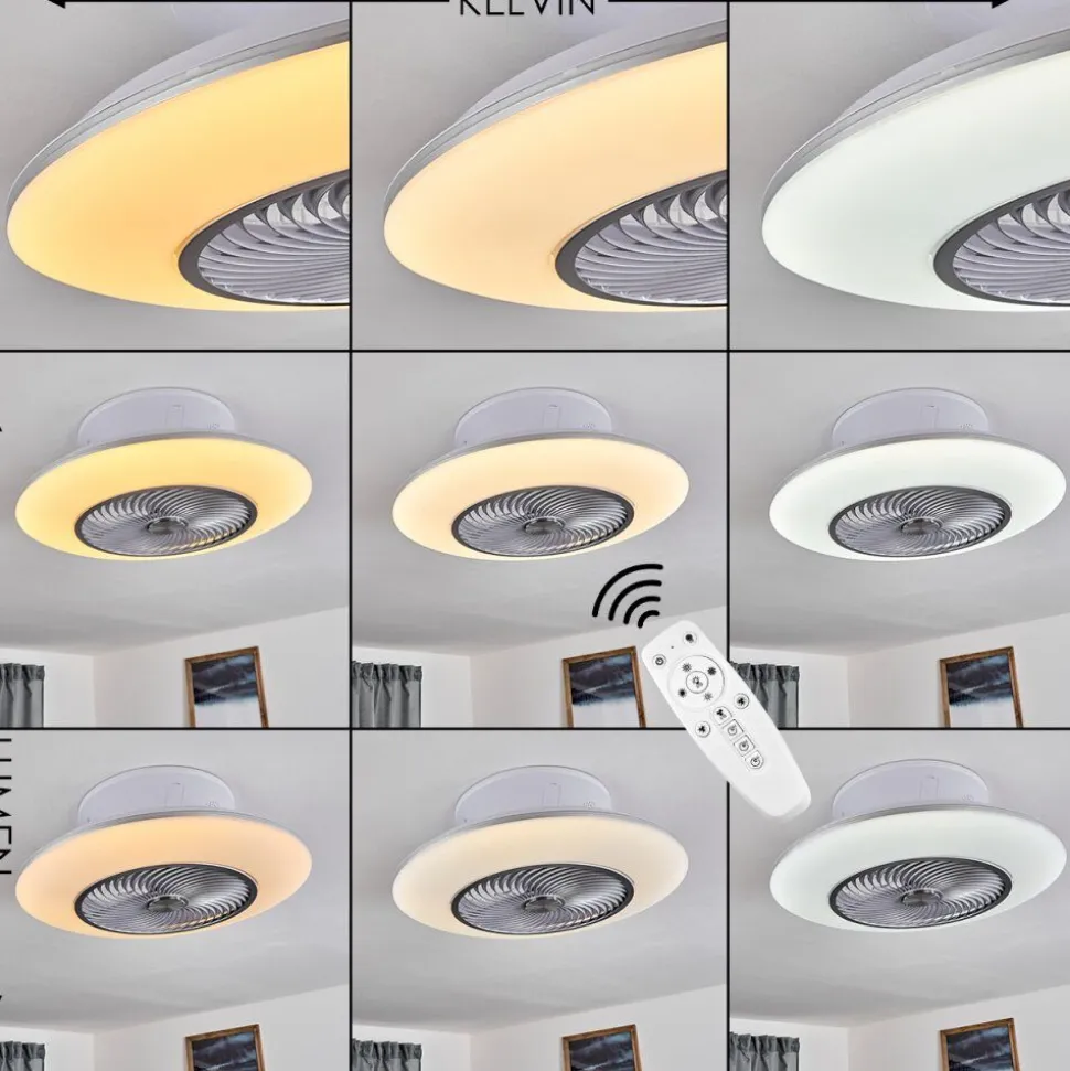 Ventilateur De Plafond Nagoya Led Blanc, 1 Lumiere, Telecommandes