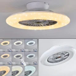 Ventilateur De Plafond Petrovac Led Chrome, Blanc, 1 Lumiere, Telecommandes