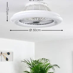 Ventilateur De Plafond Piraeus Led Titane, Blanc, 1 Lumiere, Telecommandes