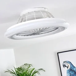 Ventilateur De Plafond Piraeus Led Titane, Blanc, 1 Lumiere, Telecommandes
