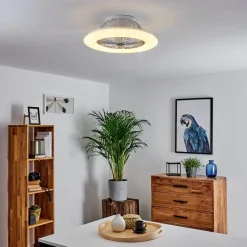 Ventilateur De Plafond Piraeus Led Titane, Blanc, 1 Lumiere, Telecommandes