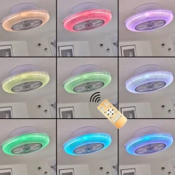 Ventilateur De Plafond Riccione Led Blanc, 1 Lumiere, Telecommandes, Changeur De Couleurs