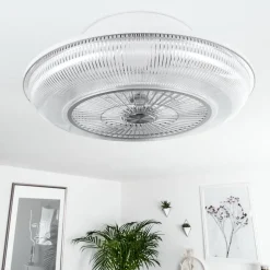 Ventilateur De Plafond Riccione Led Blanc, 1 Lumiere, Telecommandes, Changeur De Couleurs