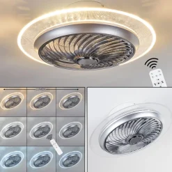 Ventilateur De Plafond Tamworth Led Argente, Transparent, 1 Lumiere, Telecommandes