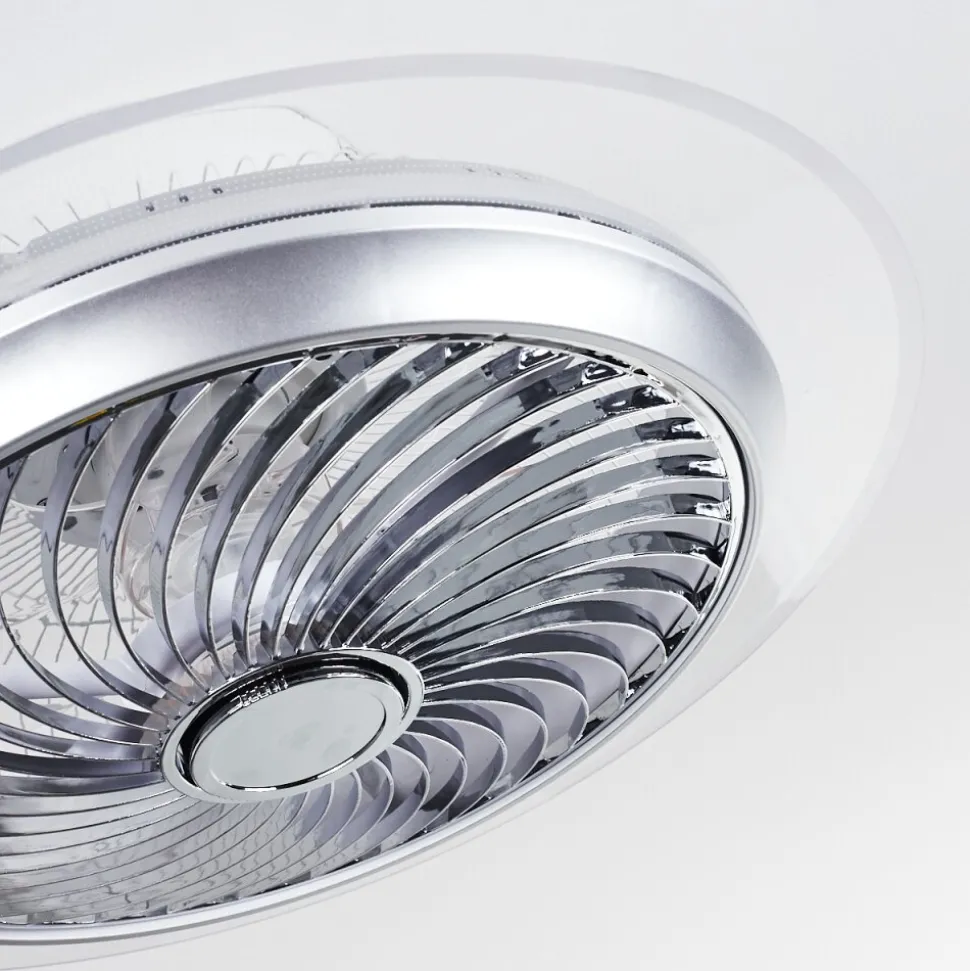 Ventilateur De Plafond Tamworth Led Argente, Transparent, 1 Lumiere, Telecommandes