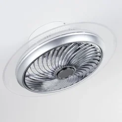 Ventilateur De Plafond Tamworth Led Argente, Transparent, 1 Lumiere, Telecommandes