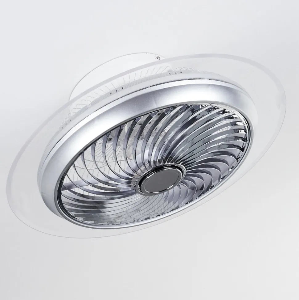 Ventilateur De Plafond Tamworth Led Argente, Transparent, 1 Lumiere, Telecommandes