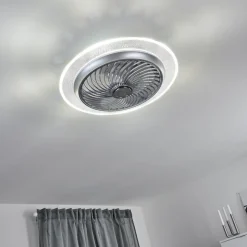 Ventilateur De Plafond Tamworth Led Argente, Transparent, 1 Lumiere, Telecommandes