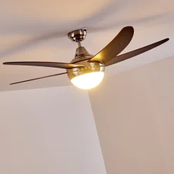 Ventilateurs De Plafond Morino Brun, Nickel Mat, 2 Lumieres, Telecommandes