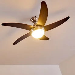 Ventilateurs De Plafond Morino Brun, Nickel Mat, 2 Lumieres, Telecommandes