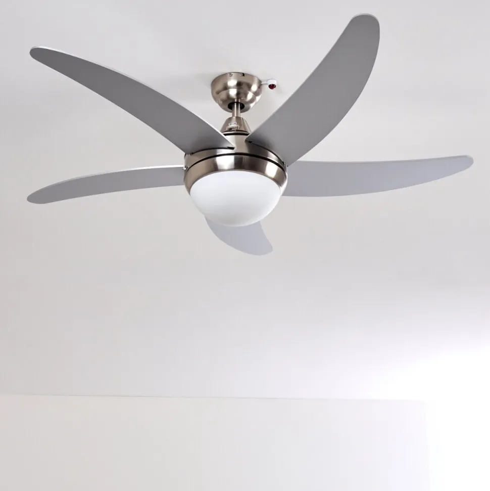 Ventilateurs De Plafond Morino Nickel Mat, Argente, 2 Lumieres, Telecommandes