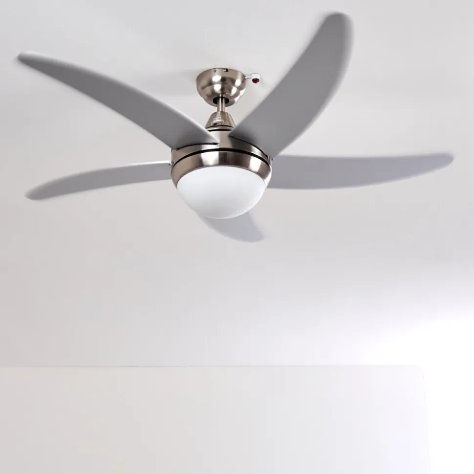 Ventilateurs De Plafond Morino Nickel Mat, Argente, 2 Lumieres, Telecommandes