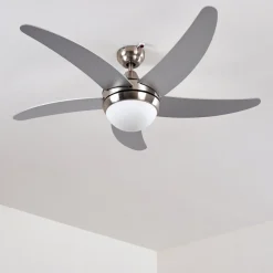 Ventilateurs De Plafond Morino Nickel Mat, Argente, 2 Lumieres, Telecommandes