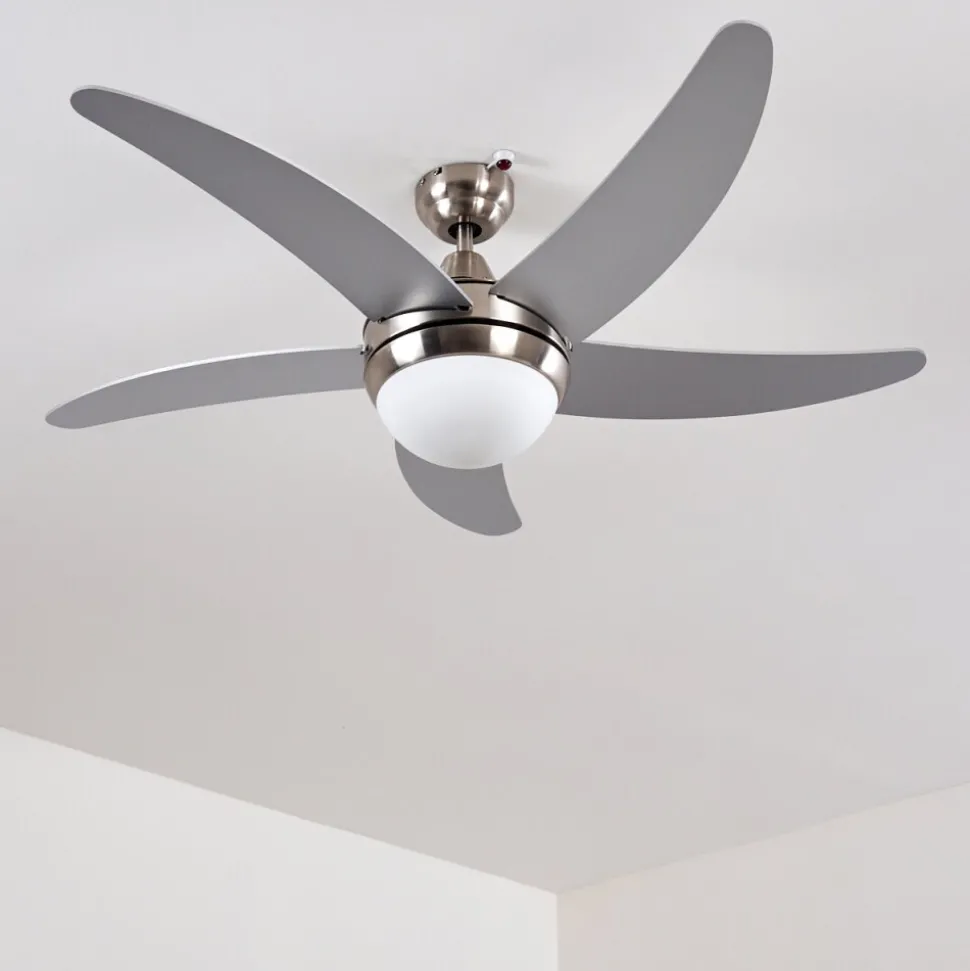 Ventilateurs De Plafond Morino Nickel Mat, Argente, 2 Lumieres, Telecommandes