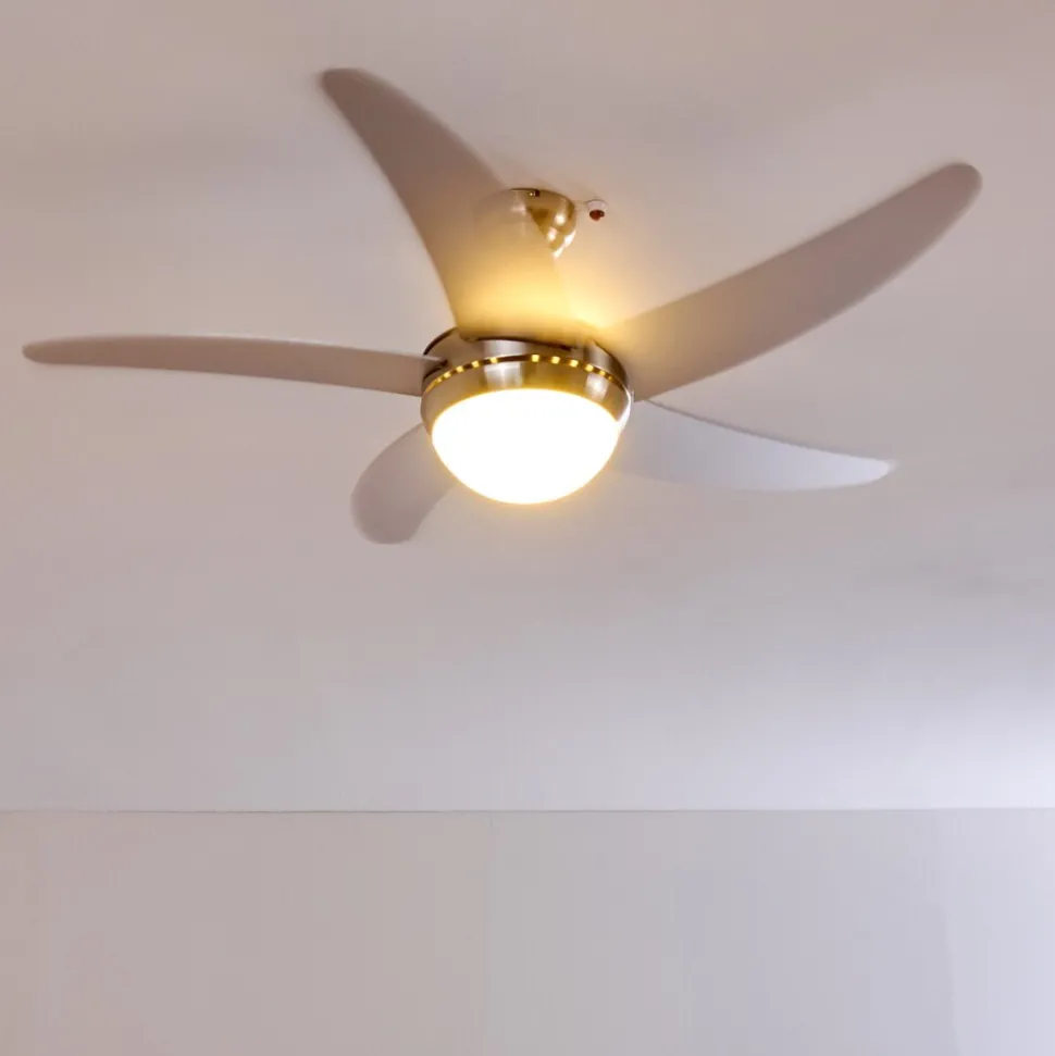 Ventilateurs De Plafond Morino Nickel Mat, Argente, 2 Lumieres, Telecommandes