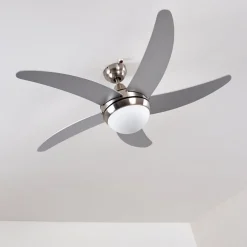Ventilateurs De Plafond Morino Nickel Mat, Argente, 2 Lumieres, Telecommandes
